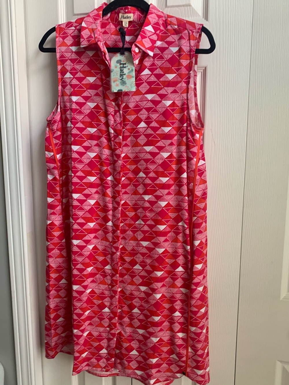 Hatley Fuchsia Geometric Collared Shift Dress (SZ M)